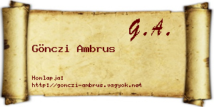 Gönczi Ambrus névjegykártya